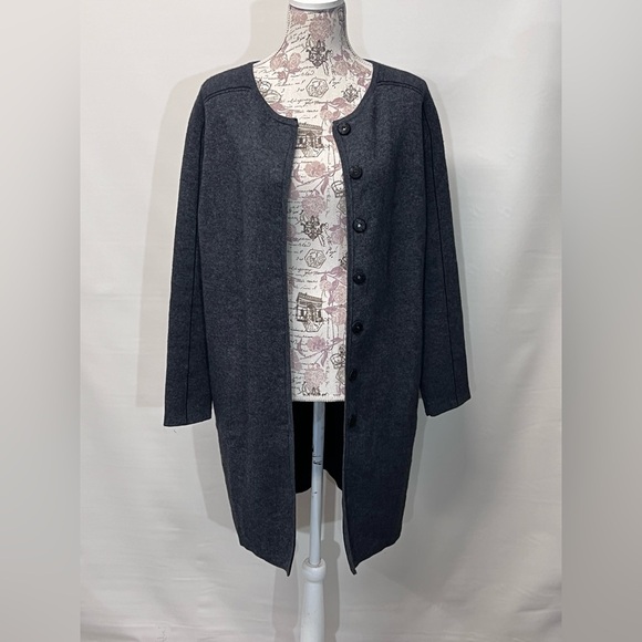 SOLAR Charcoal gray wool and cashmere blend cardigan sweater size M. - Picture 3 of 11
